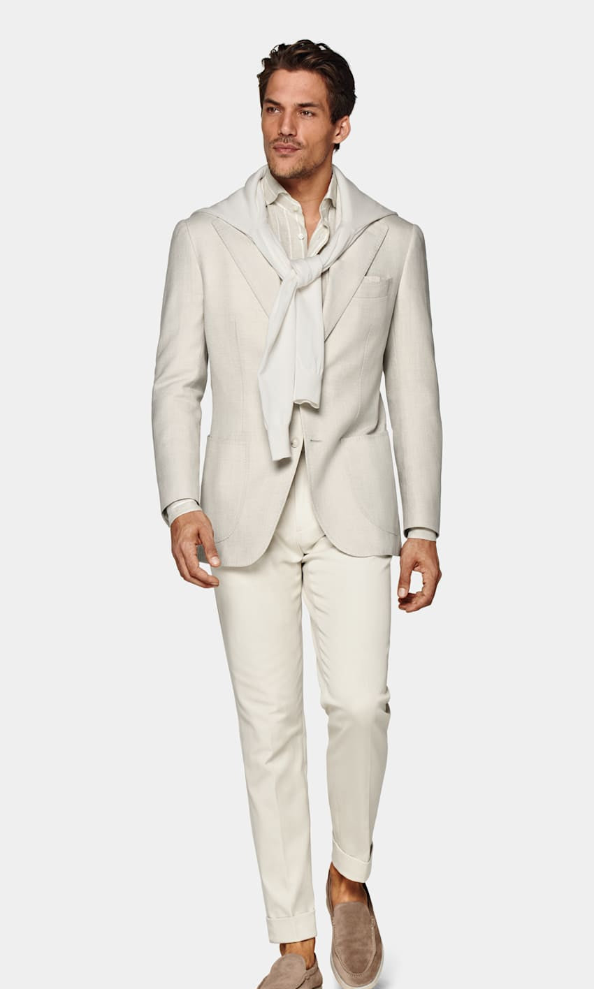 Suitsupply C2043 sand Roma relaxed-fit blazer in E.Thomas wool silk linen