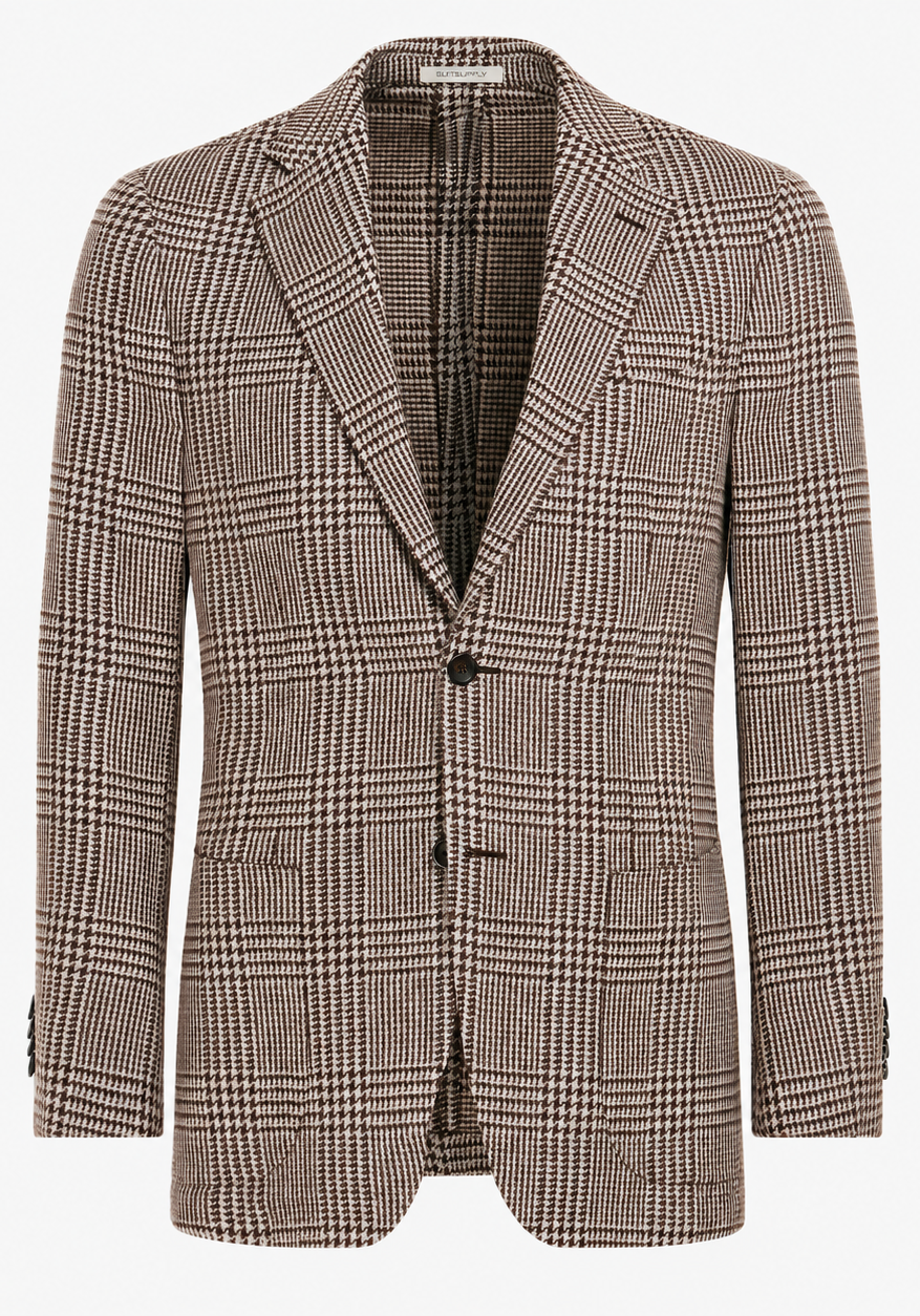 Suitsupply C23025 Mid Brown Checked Tailored Fit Havana Blazer