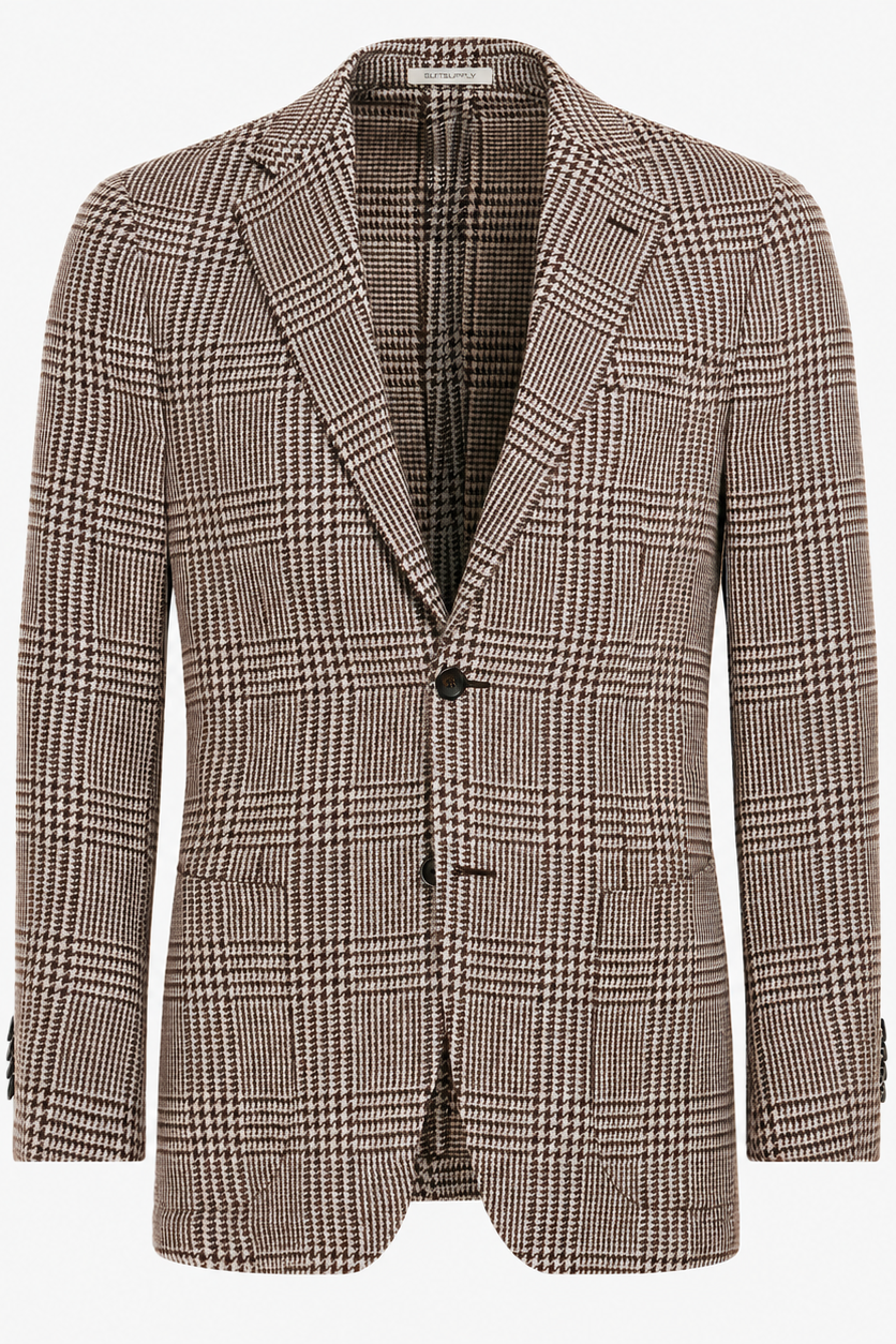 Suitsupply C23025 Mid Brown Checked Tailored Fit Havana Blazer