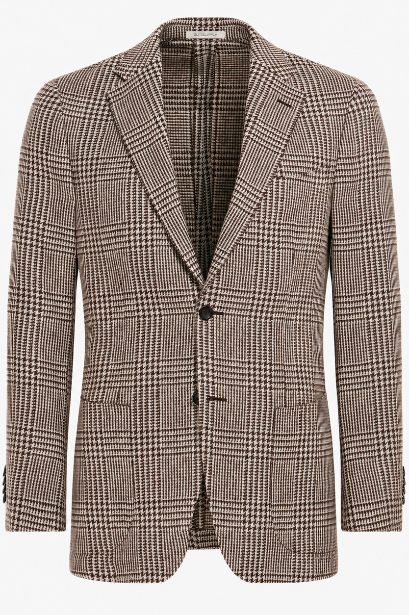 Suitsupply C23025 Mid Brown Checked Tailored Fit Havana Blazer