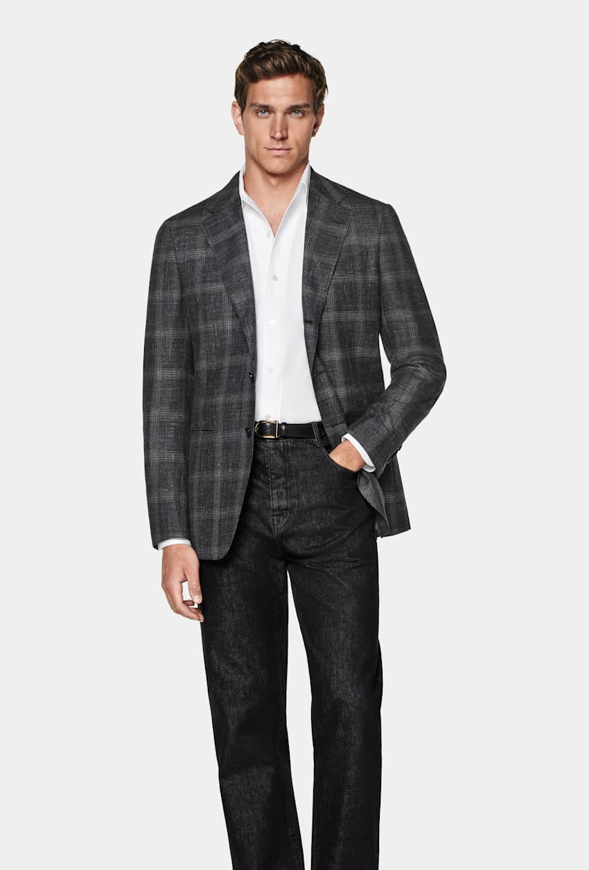 Suitsupply C24222 Grey Checked Tailored Fit Havana Blazer
