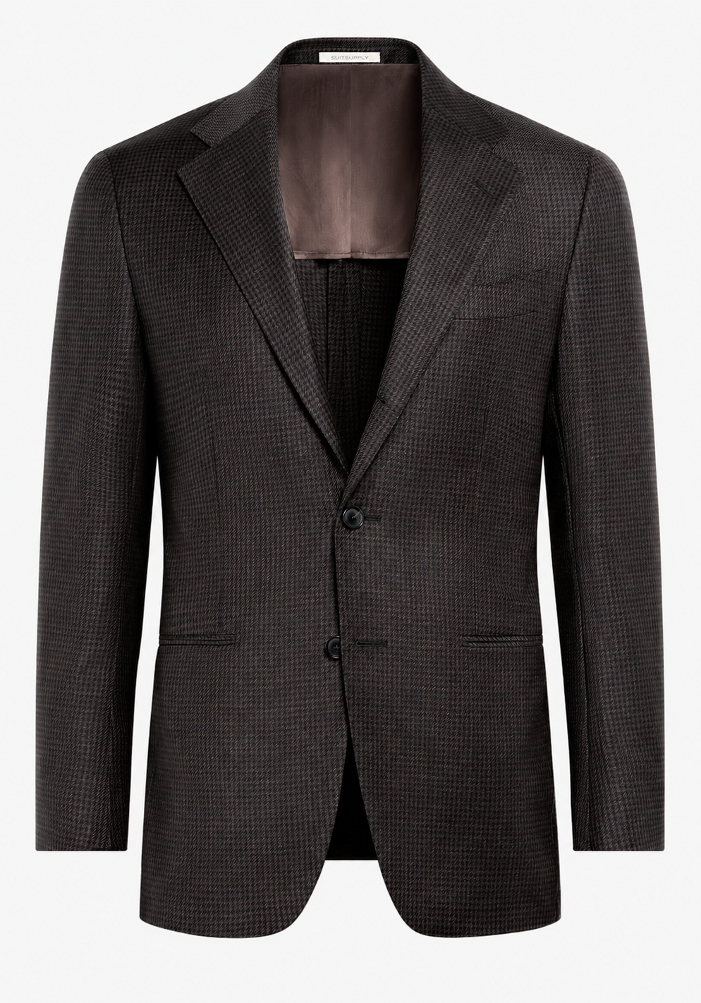 Suitsupply C24228 Dark Brown Houndstooth Tailored Fit Havana Blazer