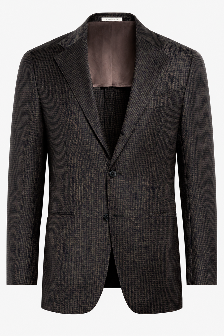 Suitsupply C24228 Dark Brown Houndstooth Tailored Fit Havana Blazer