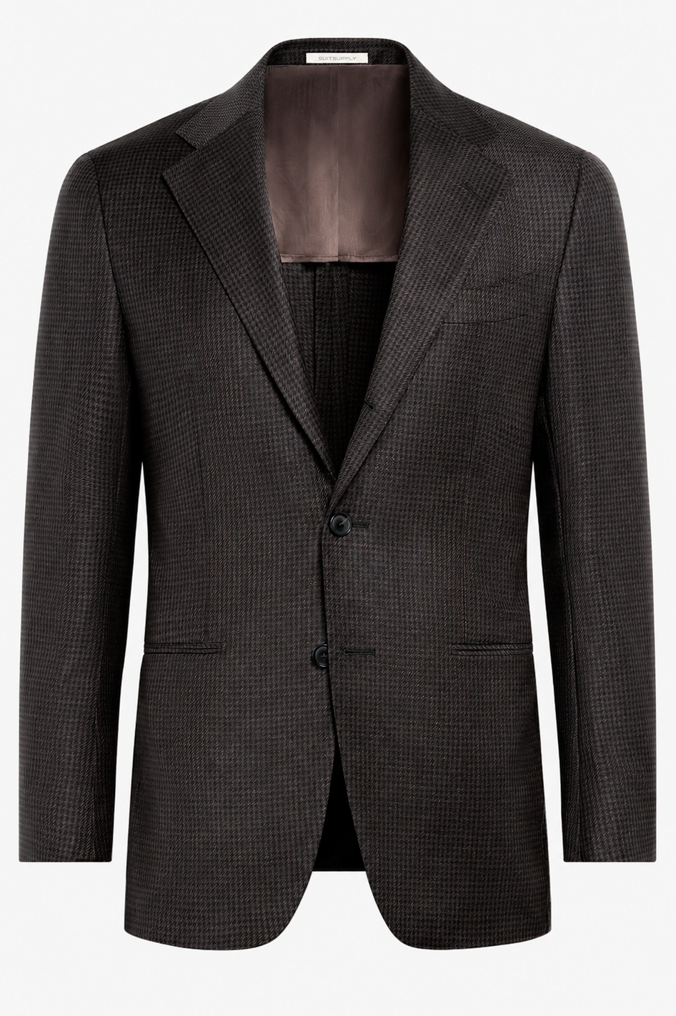 Suitsupply C24228 Dark Brown Houndstooth Tailored Fit Havana Blazer