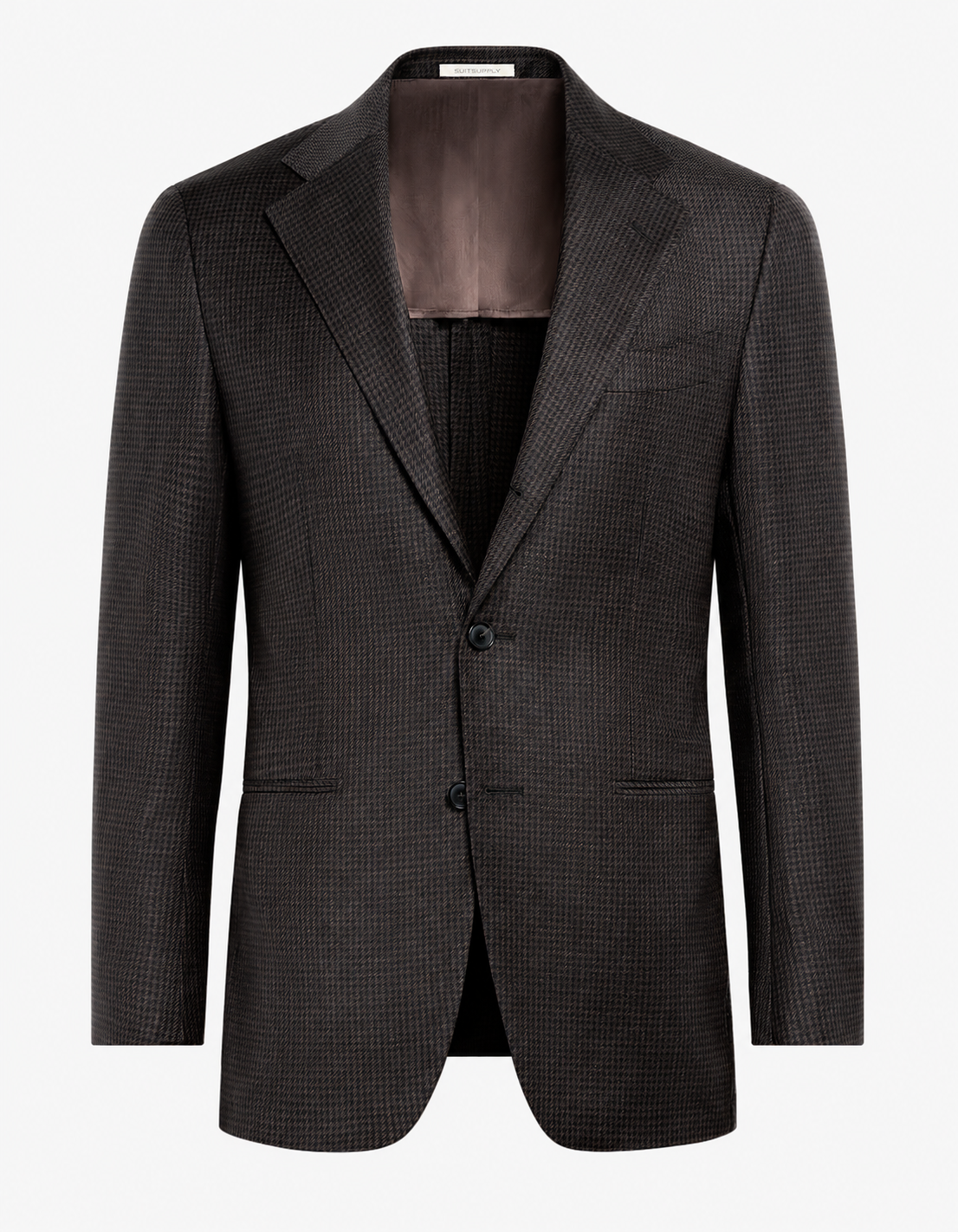 Suitsupply C24228 Dark Brown Houndstooth Tailored Fit Havana Blazer
