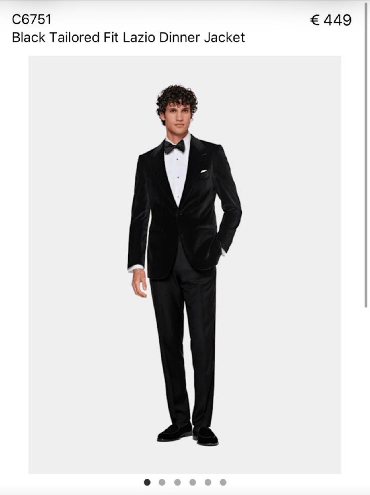 Suitsupply C6751 Black Tailored Fit Lazio Dinner Jacket in Pontoglio stretch cotton velvet