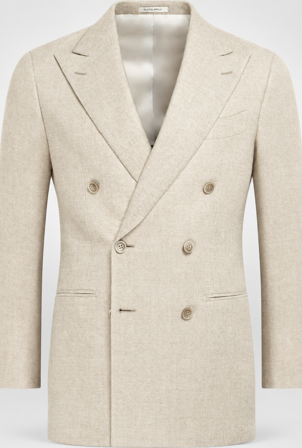 Suitsupply C2036 Havana sand E.Thomas hopsack double-breasted blazer studio view