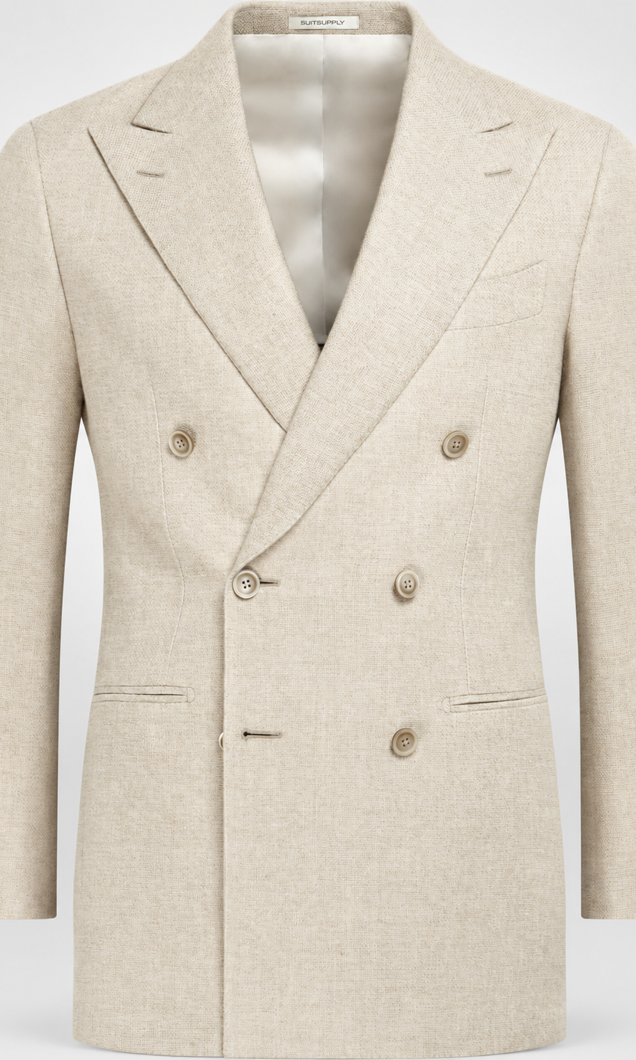 Suitsupply C2036 Havana sand E.Thomas hopsack double-breasted blazer studio view