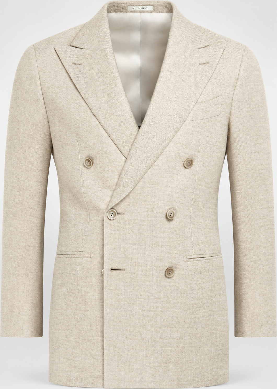 Suitsupply C2036 Havana sand E.Thomas hopsack double-breasted blazer studio view