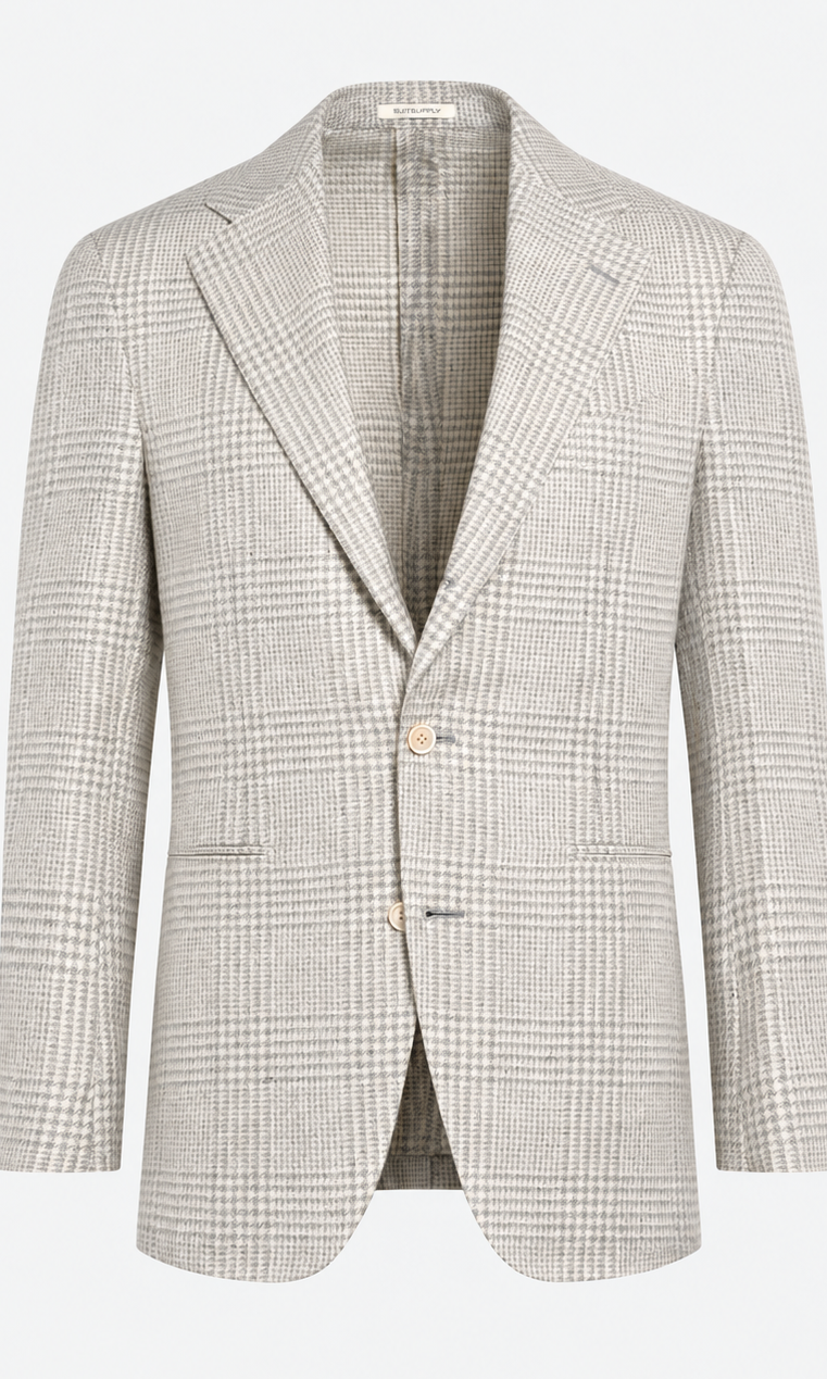 Suitsupply Roma light grey checked Ferla linen-silk-wool-cotton blazer, product C25134