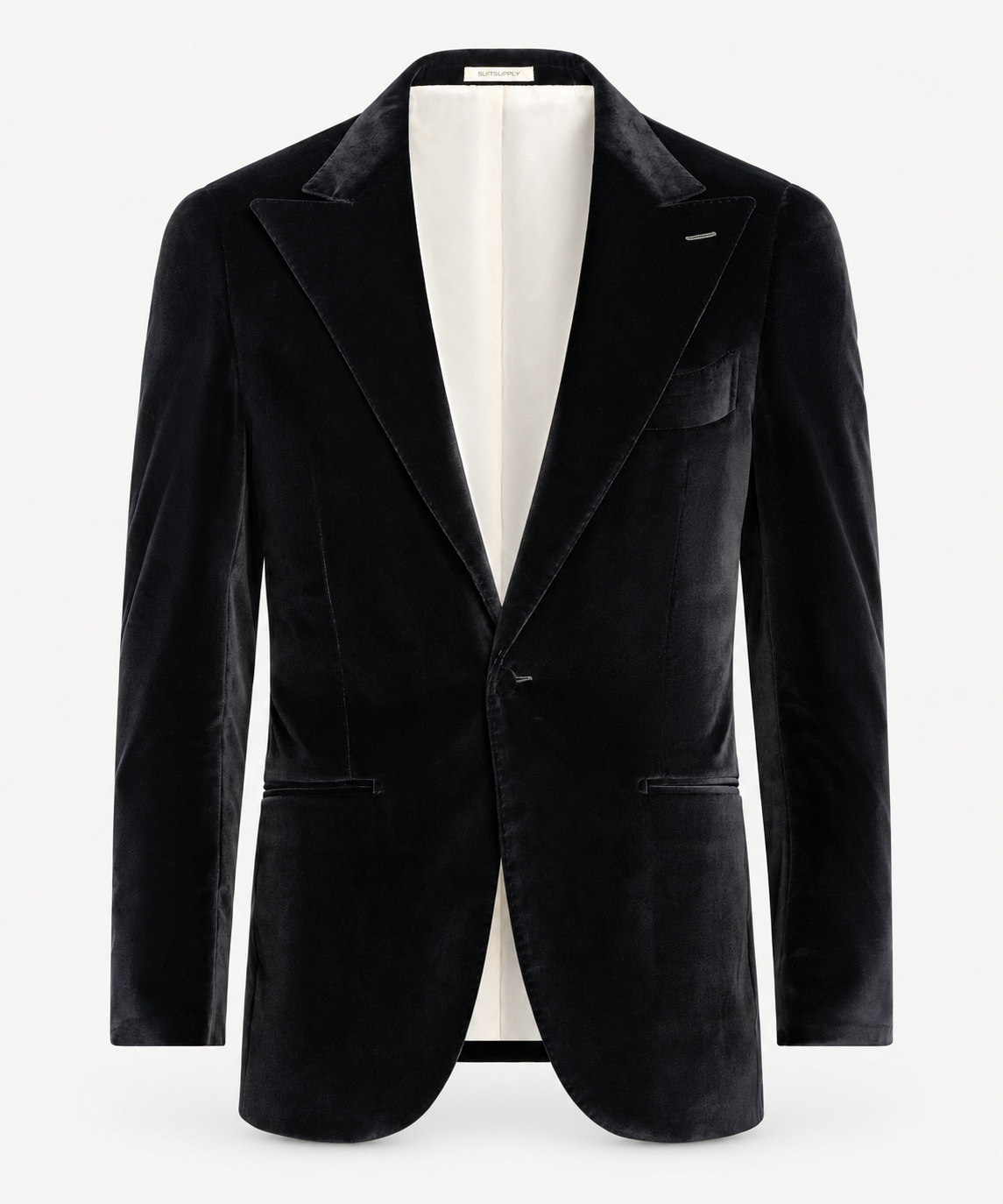 Suitsupply C6751 Lazio black Pontoglio stretch cotton velvet dinner jacket