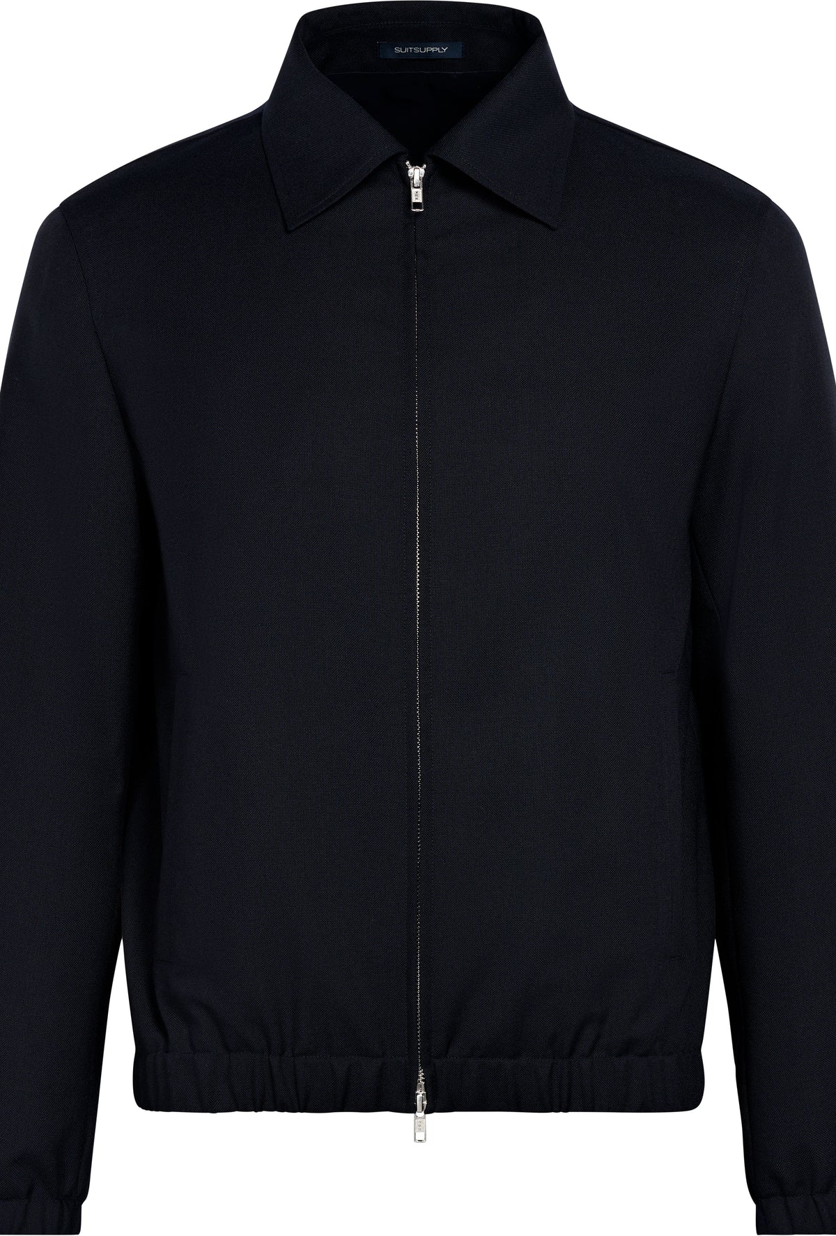 Suitsupply J1127 Navy Wrinkle-Free 4-Ply Wool Bomber Jacket front view