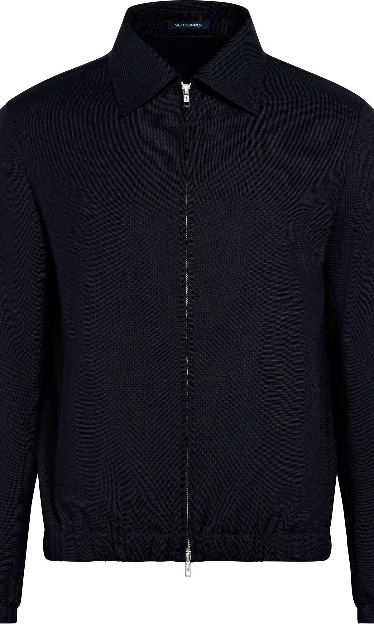 Suitsupply J1127 Navy Wrinkle-Free 4-Ply Wool Bomber Jacket front view