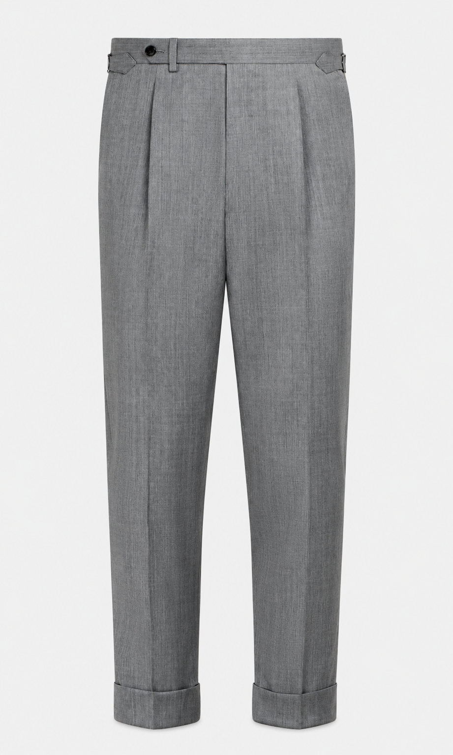 Suitsupply P6441 Havana mid grey herringbone wool-silk pleated trousers