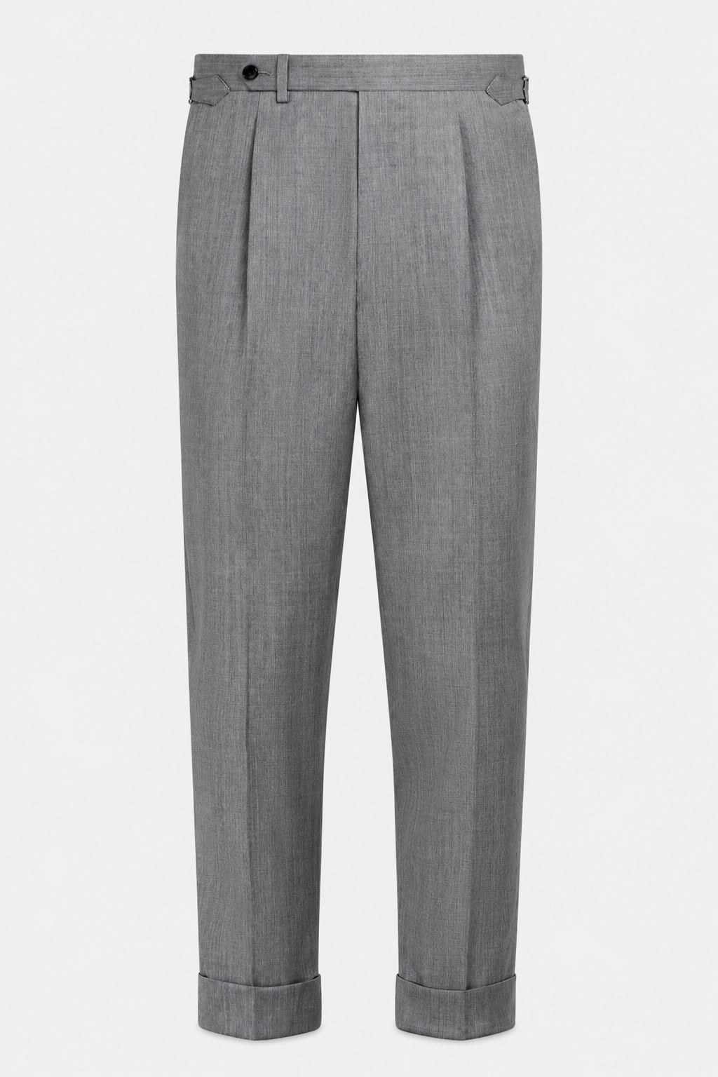 Suitsupply P6441 Havana mid grey herringbone wool-silk pleated trousers