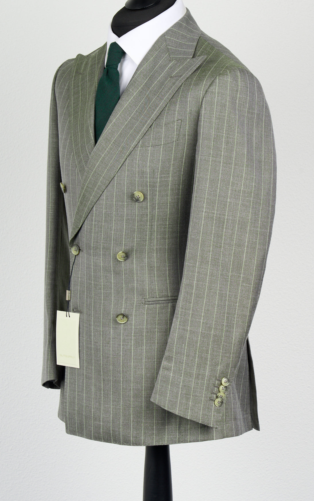 Suitsupply Havana P6621 mid-green striped jacket and matching trousers