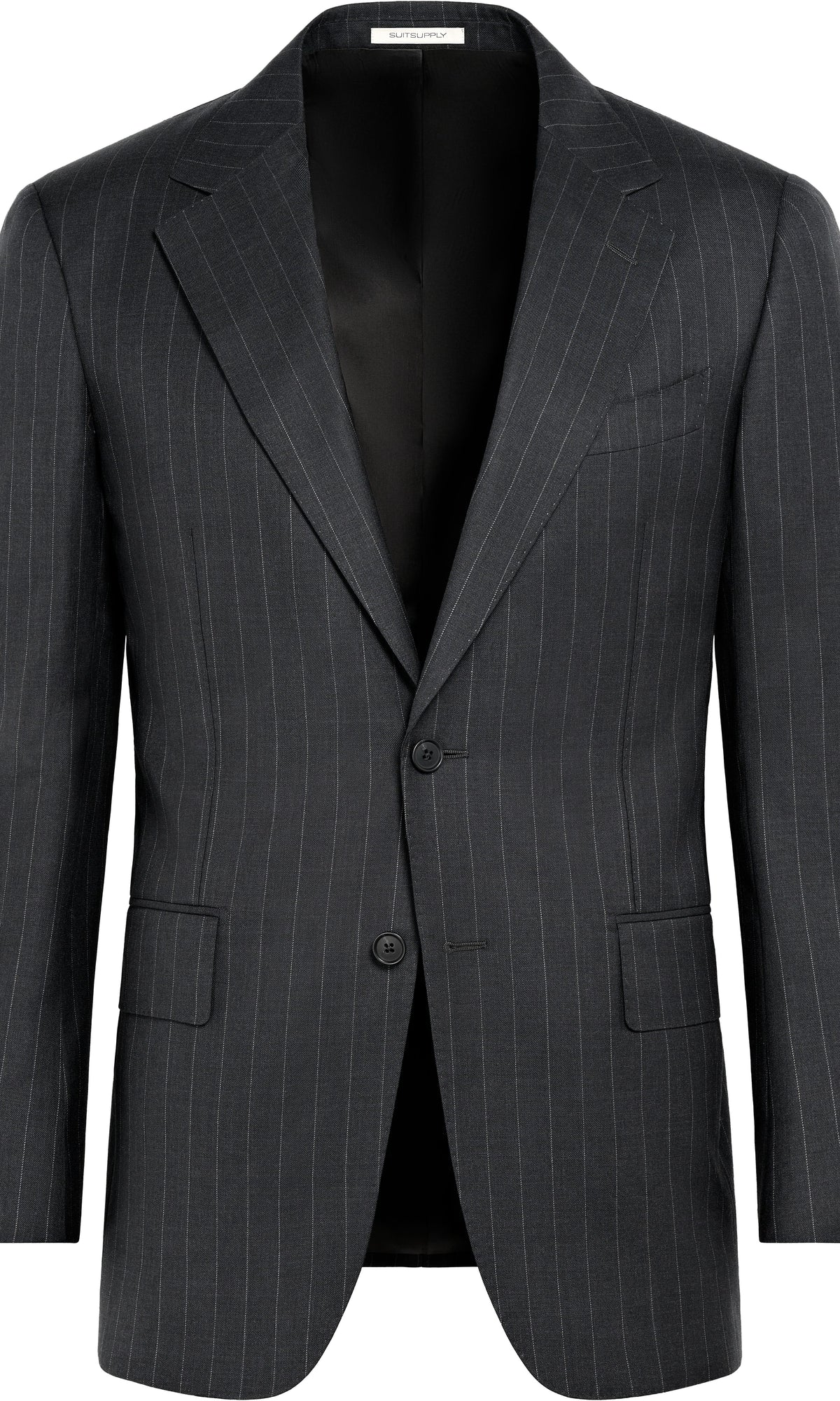 Suitsupply P6925 Milano dark gray striped pure wool suit, front product view