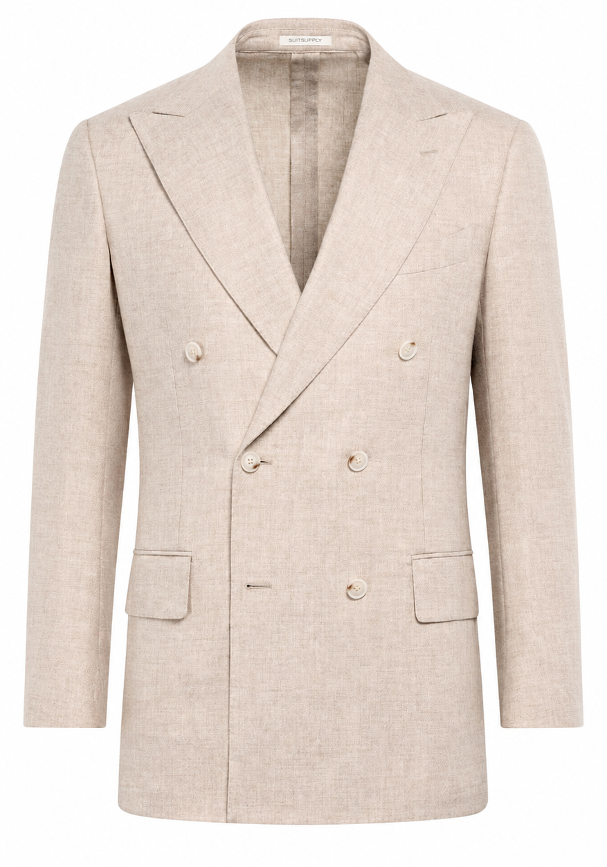 Suitsupply Milano Sand Wool & Cashmere E.Thomas Double-Breasted Suit jacket