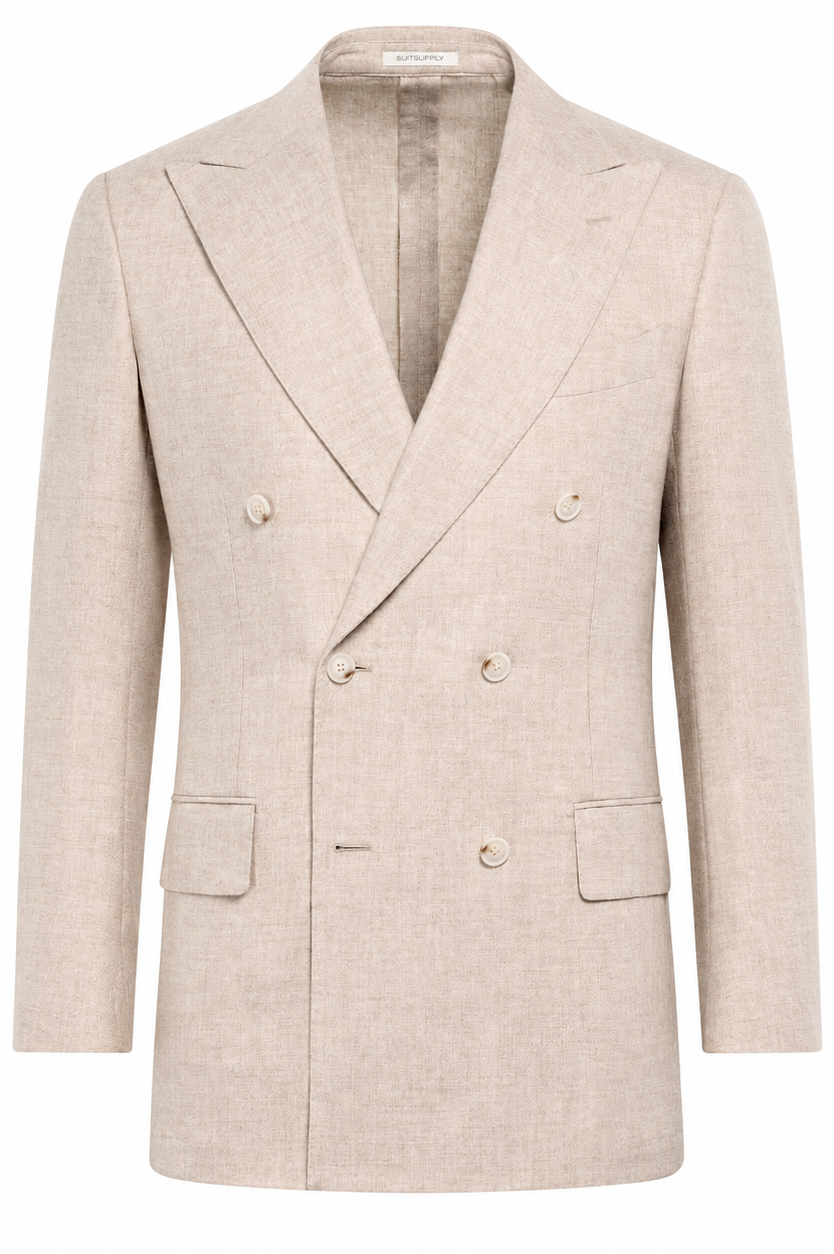 Suitsupply Milano Sand Wool & Cashmere E.Thomas Double-Breasted Suit jacket