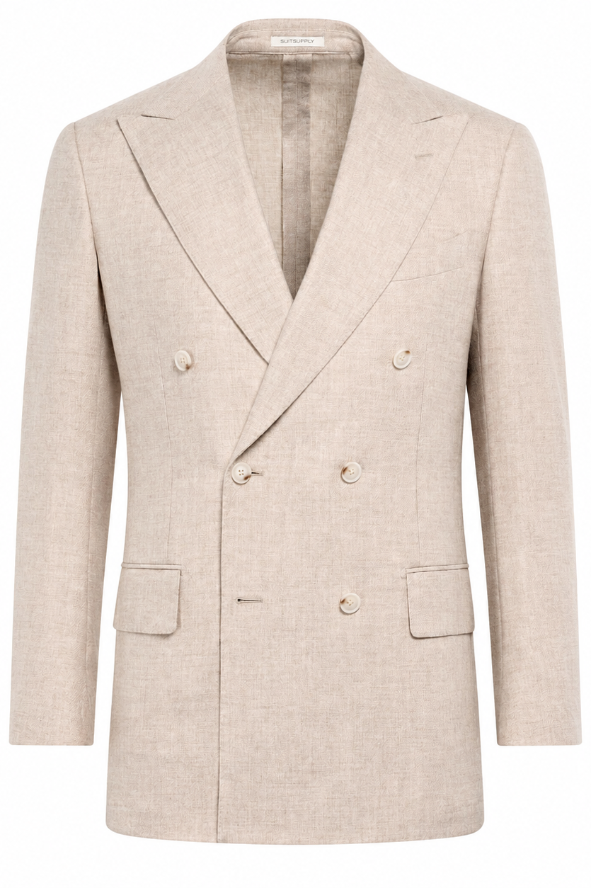 Suitsupply Milano Sand Wool & Cashmere E.Thomas Double-Breasted Suit jacket