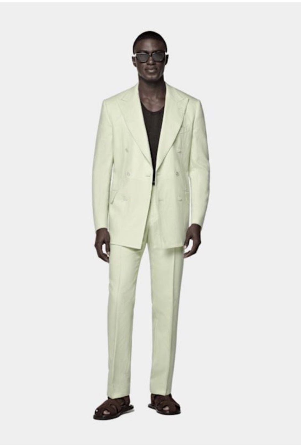 Suitsupply P7073 light green Tailored Fit Milano double-breasted suit in wool mohair by Rogna