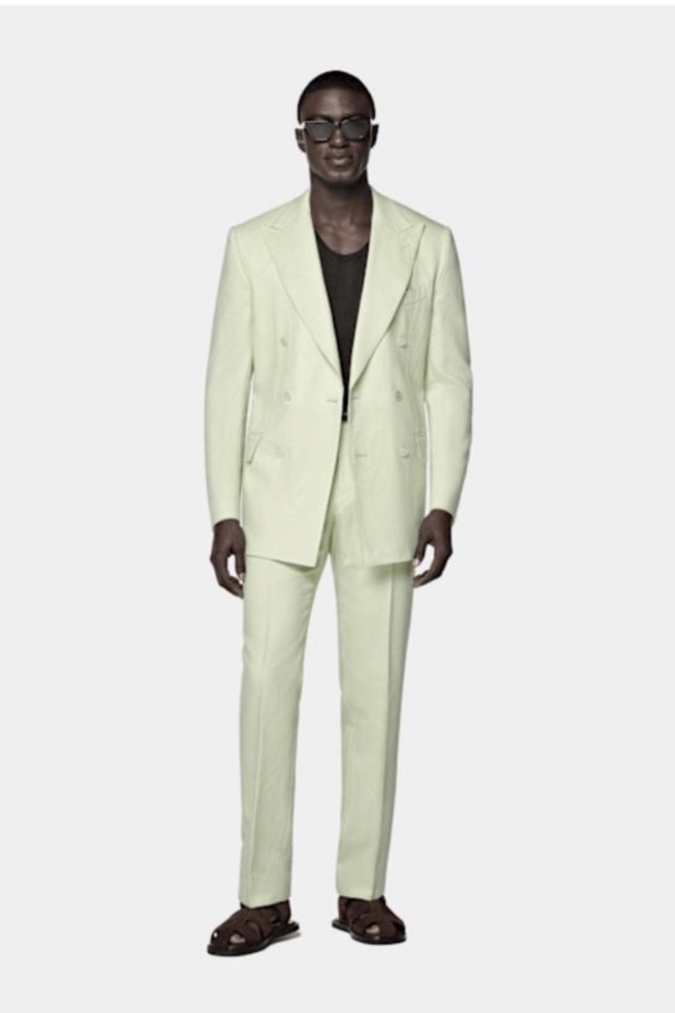 Suitsupply P7073 light green Tailored Fit Milano double-breasted suit in wool mohair by Rogna