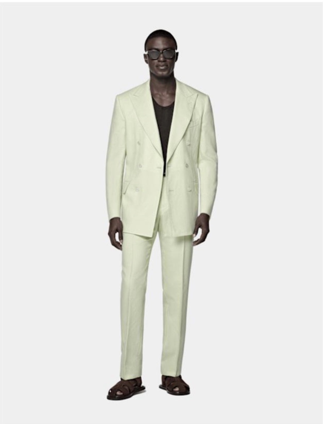 Suitsupply P7073 light green Tailored Fit Milano double-breasted suit in wool mohair by Rogna