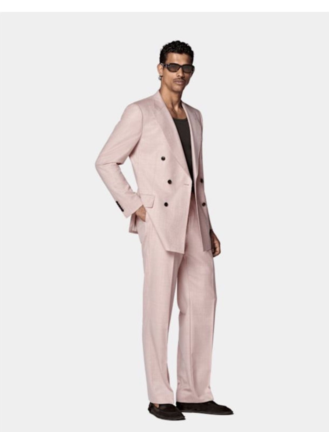 Suitsupply P7116 pink Tailored Fit Milano double-breasted suit in pure S130's wool by E. Thomas