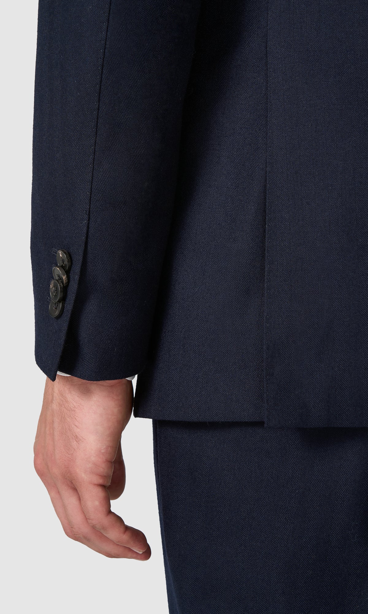 SUITREVIEW Elmhurst S112 navy wool herringbone suit with natural shoulder
