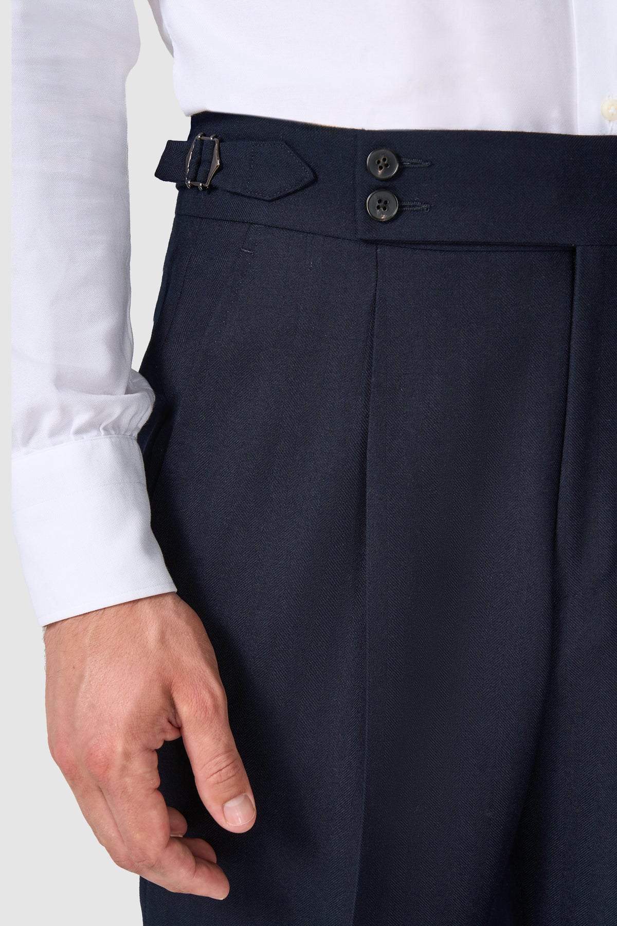 Elmhurst navy herringbone pure wool single-breasted suit S112
