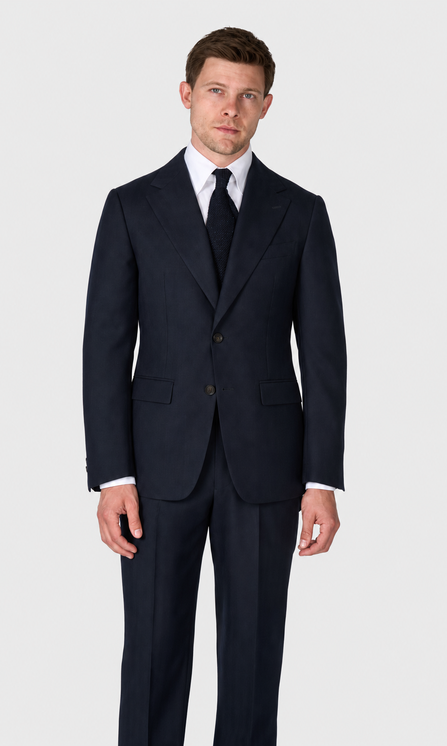 SUITREVIEW Elmhurst S112 navy herringbone pure wool single-breasted suit