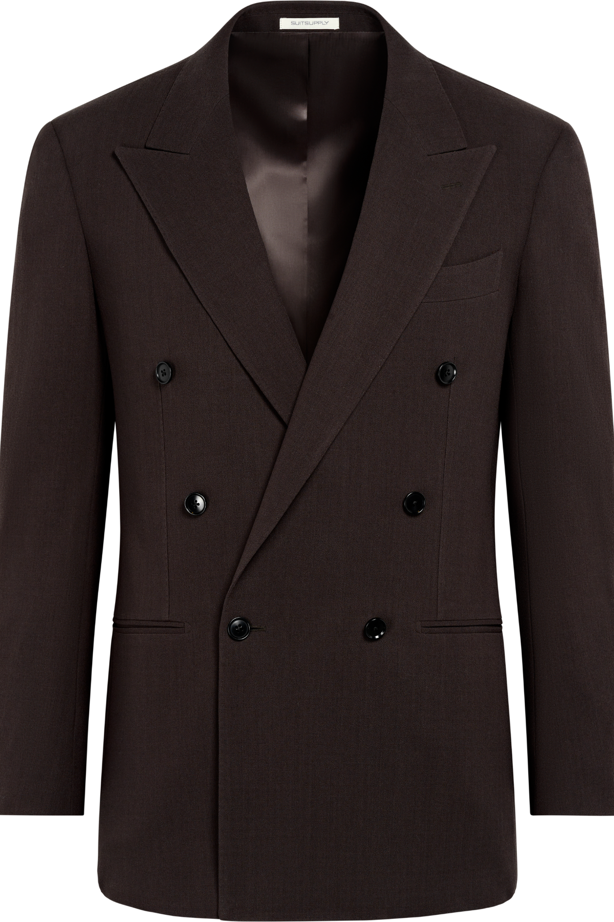 Suitsupply P7143 dark brown double-breasted Roma suit jacket on white background