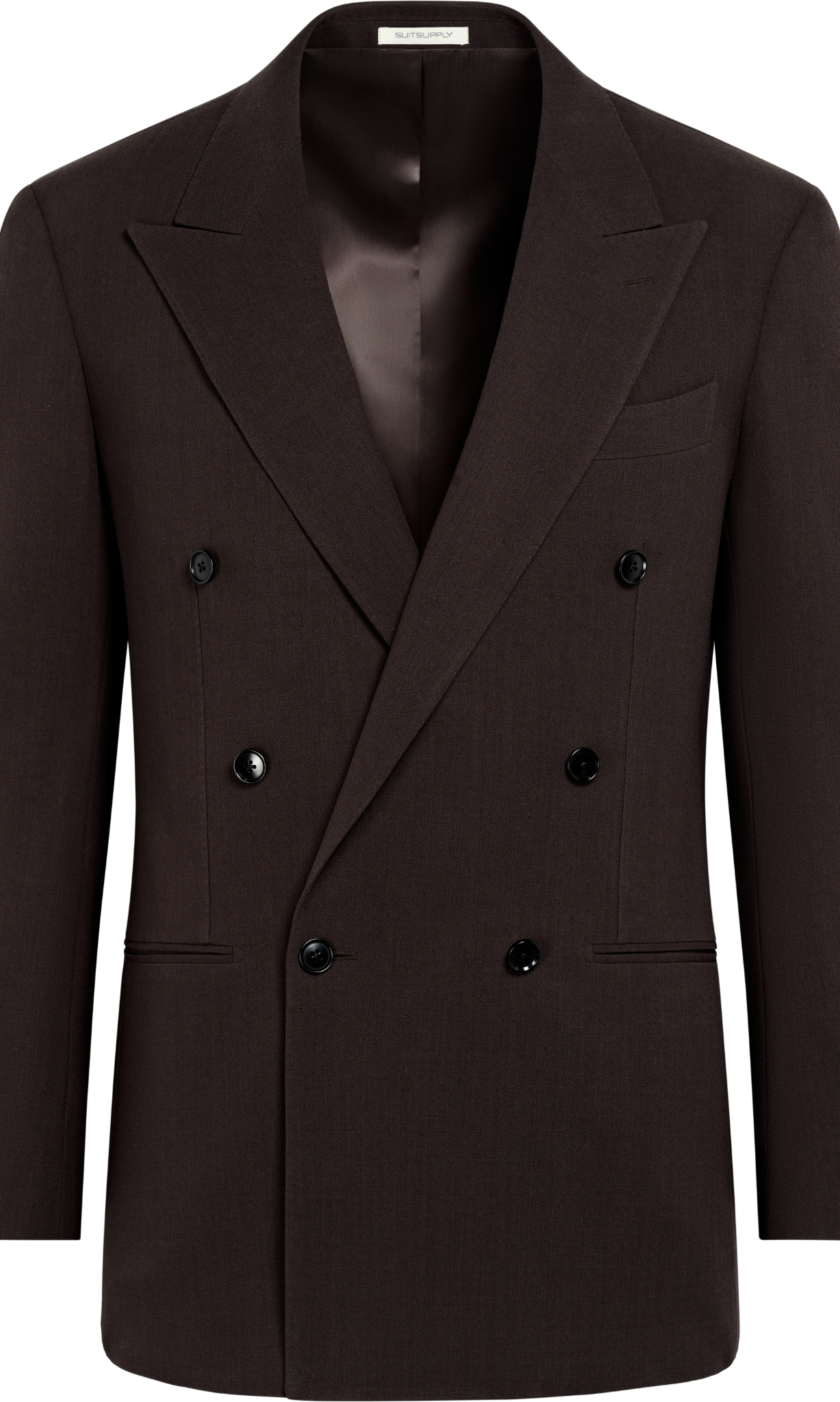 Suitsupply P7143 dark brown double-breasted Roma suit jacket on white background