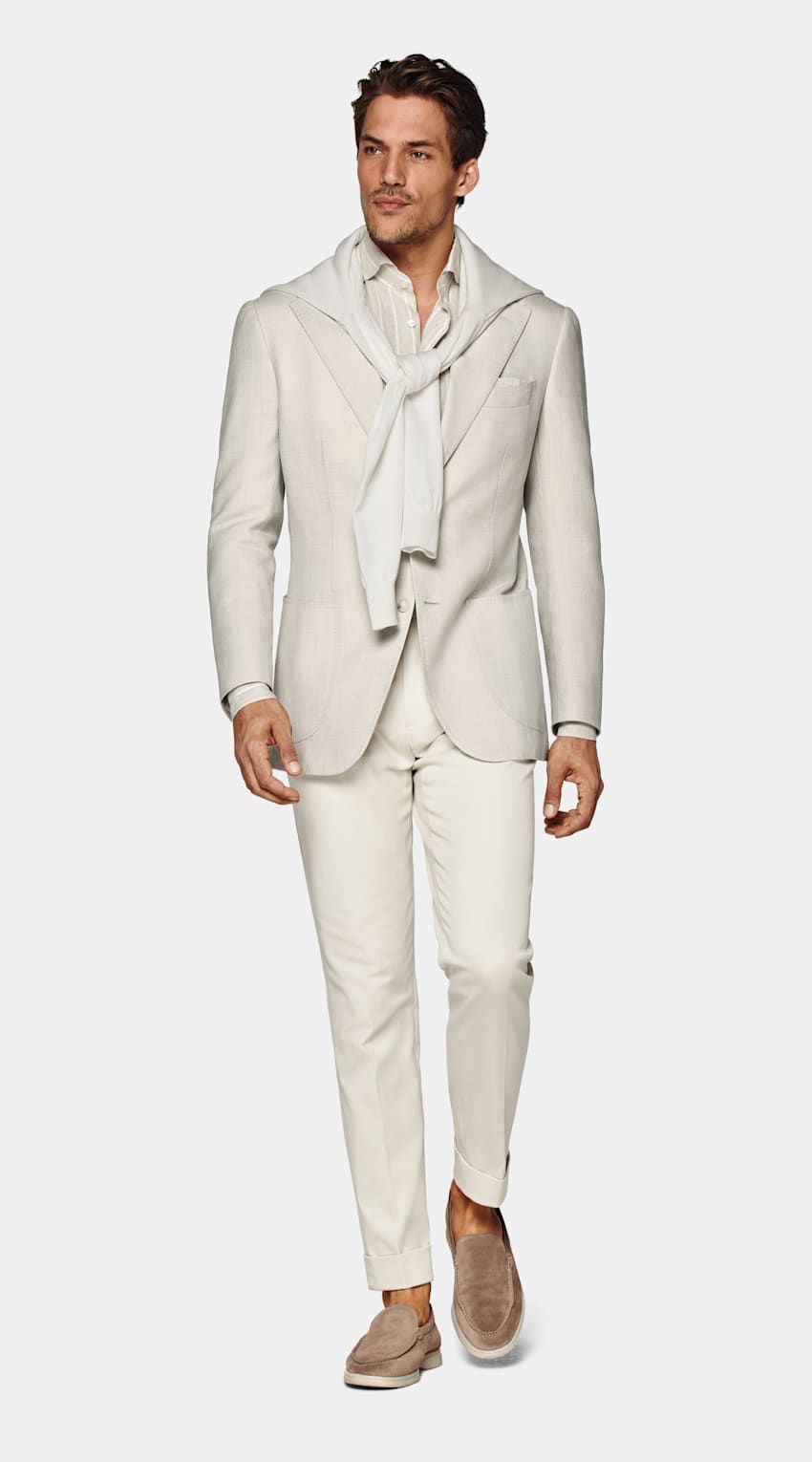Suitsupply C2043 sand Roma relaxed-fit blazer in E.Thomas wool silk linen