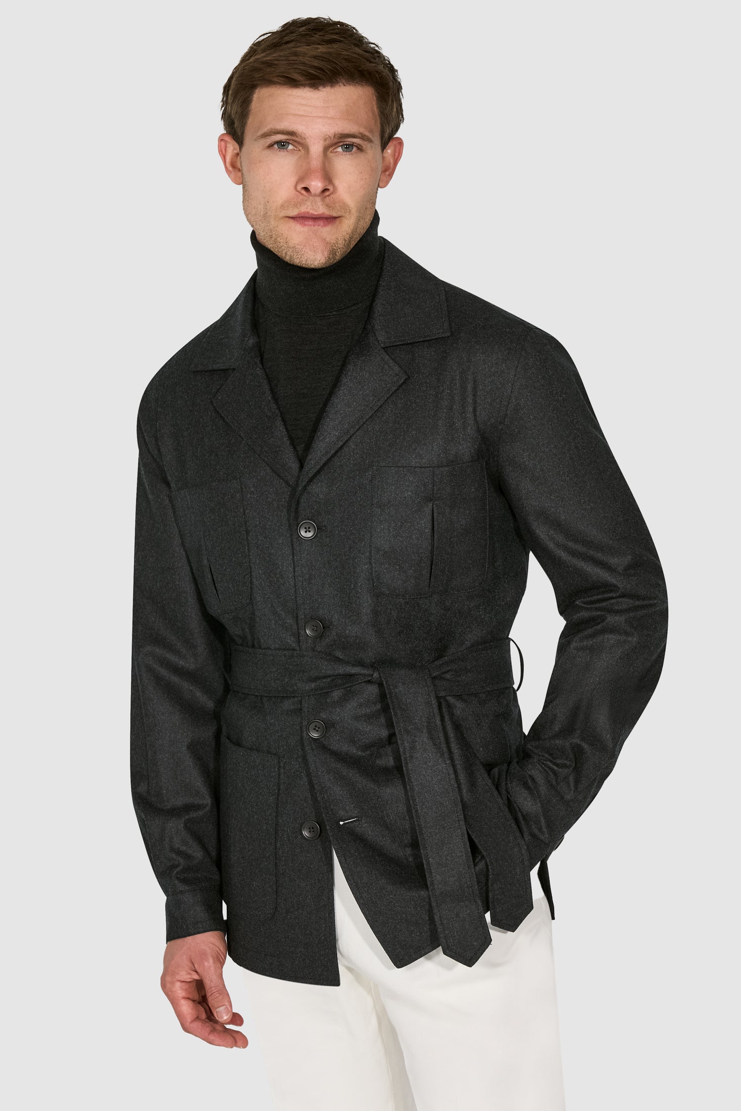 New Suitsupply Sahara Dark Gray Pure Wool Super 120s Safari Jacket