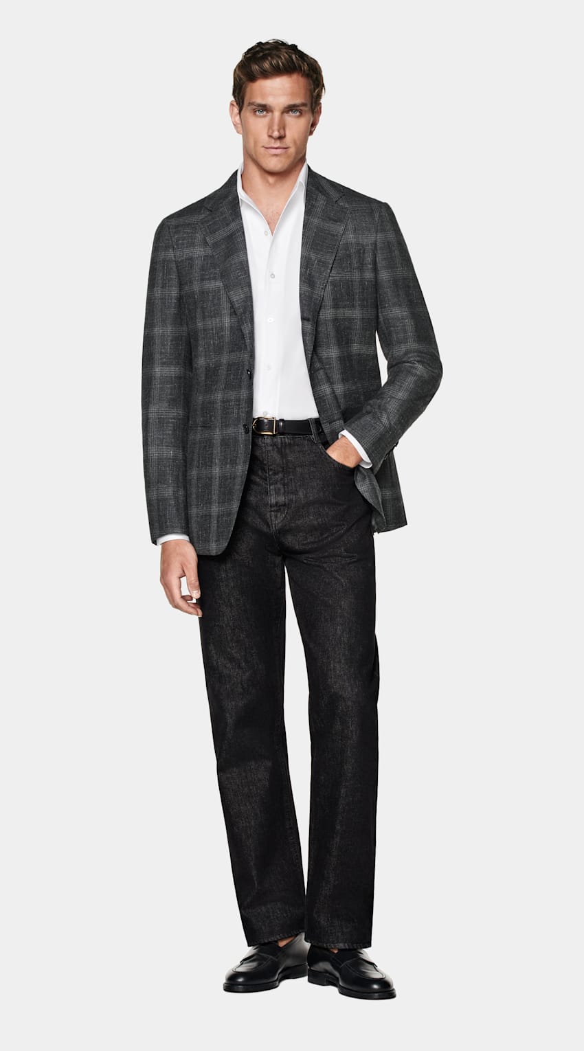 Suitsupply C24222 Grey Checked Tailored Fit Havana Blazer