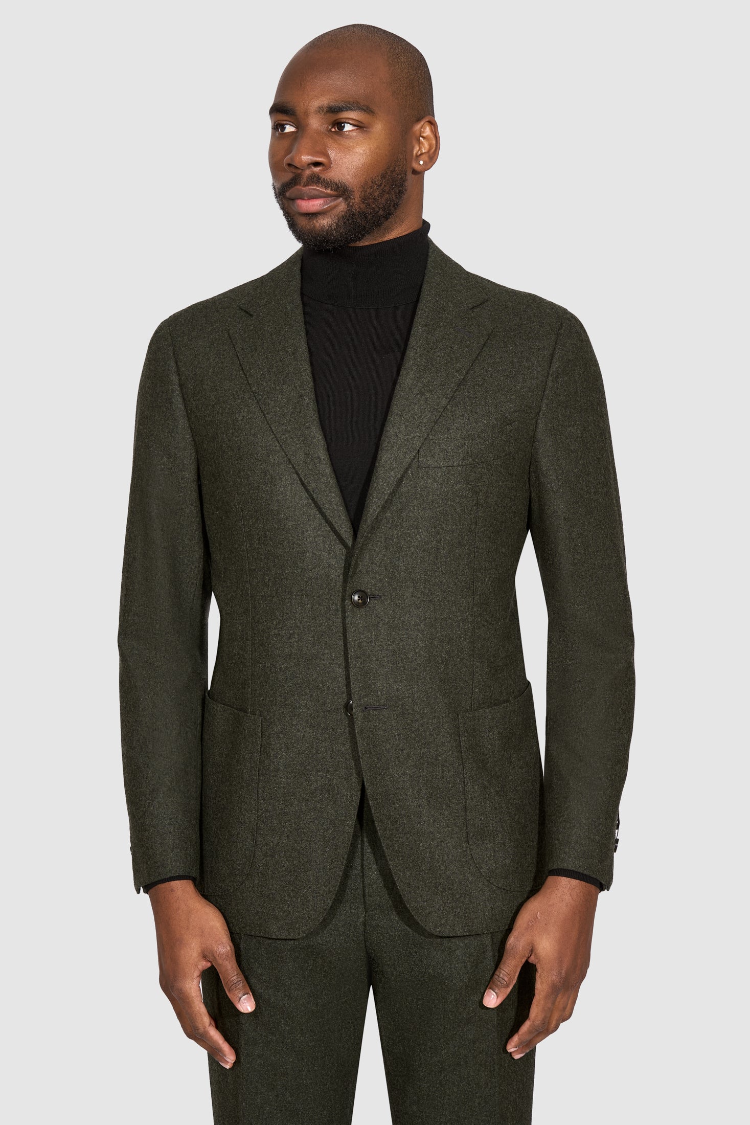 Suitsupply C6183 dark green Havana wool flannel suit - view 1