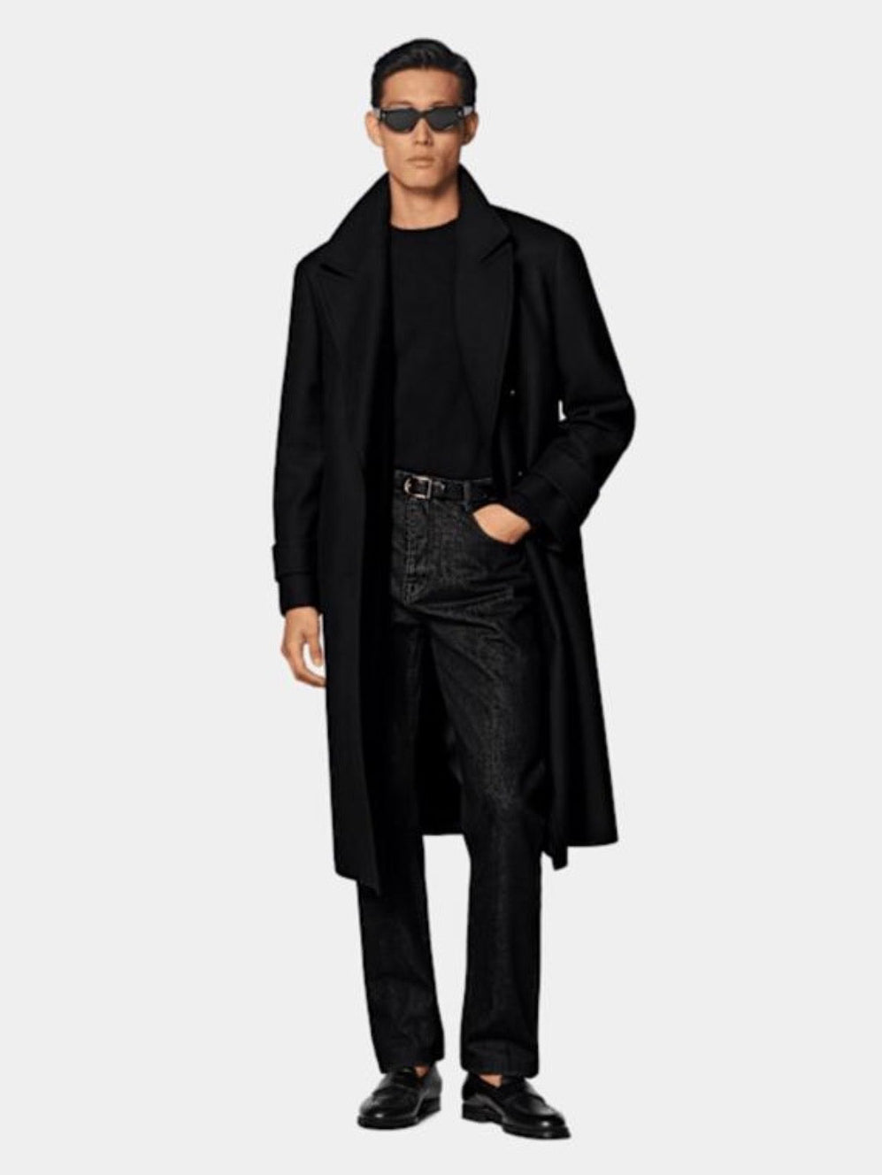 Suitsupply J1010 Black Wool Cashmere Overcoat