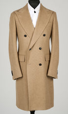 Suitsupply J1014 Mid Brown Belted Pure Camel Overcoat by Rogna - front view