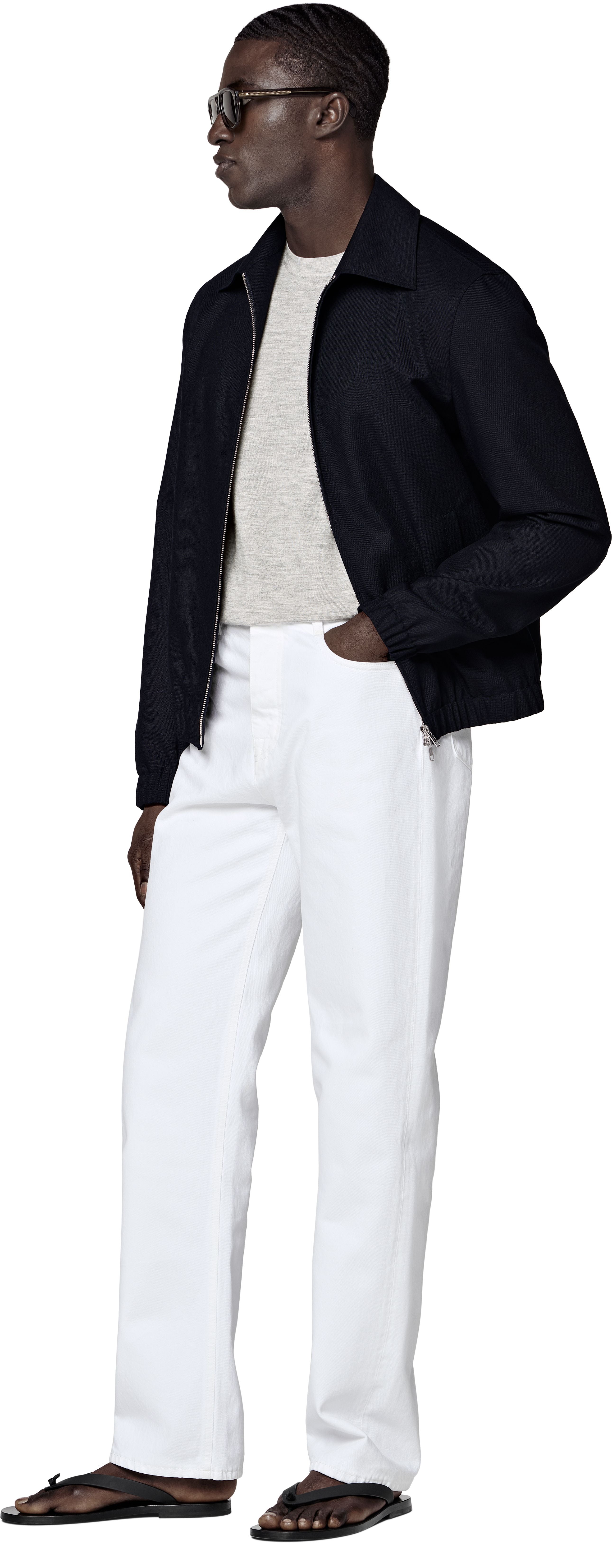 Suitsupply J1127 Navy Wrinkle-Free 4-Ply Wool Bomber Jacket lifestyle view