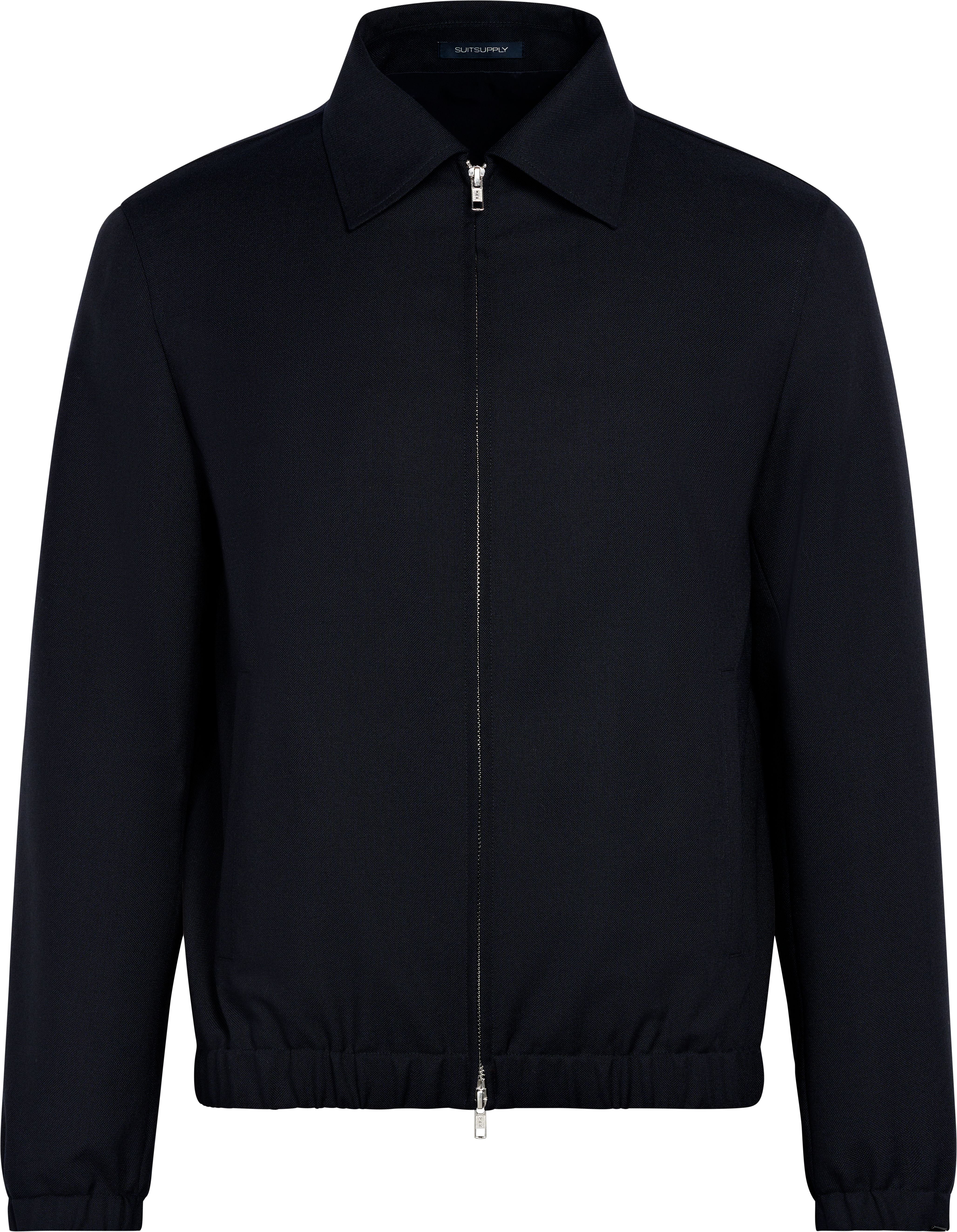 Suitsupply J1127 Navy Wrinkle-Free 4-Ply Wool Bomber Jacket front view