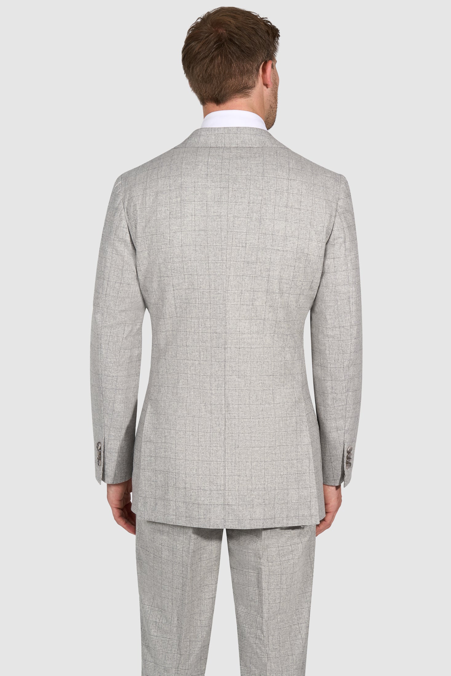 Suitsupply P6536 Gray Check Wool and Cashmere Double-Breasted Suit