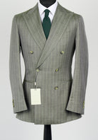 Suitsupply Havana P6621 mid-green striped wool silk linen suit on mannequin