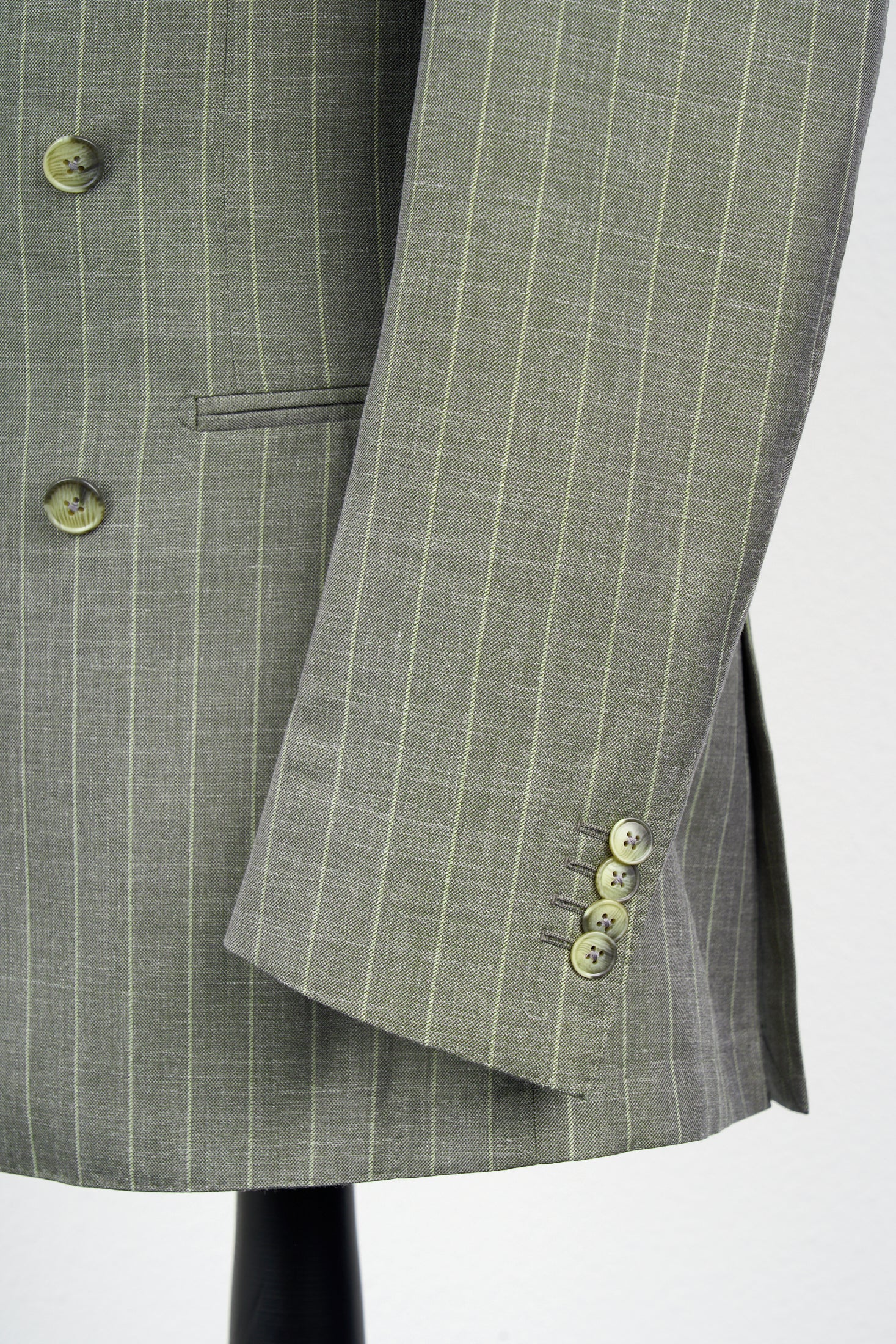Suitsupply Havana mid-green stripe wool mulberry silk linen suit P6621