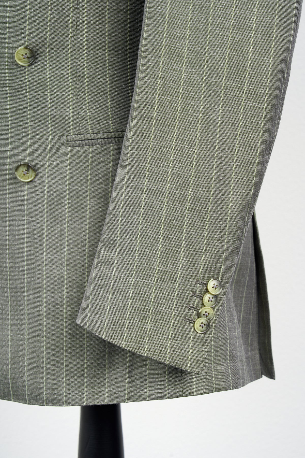 Suitsupply Havana mid-green stripe wool mulberry silk linen suit P6621