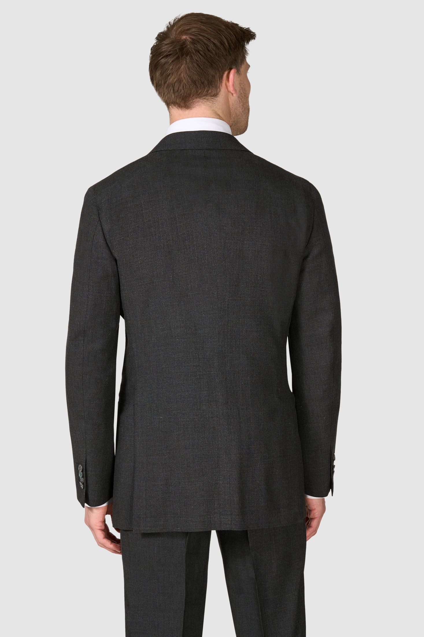 Suitsupply Havana Dark Gray Wool, Silk, Linen DB Suit - All Sizes