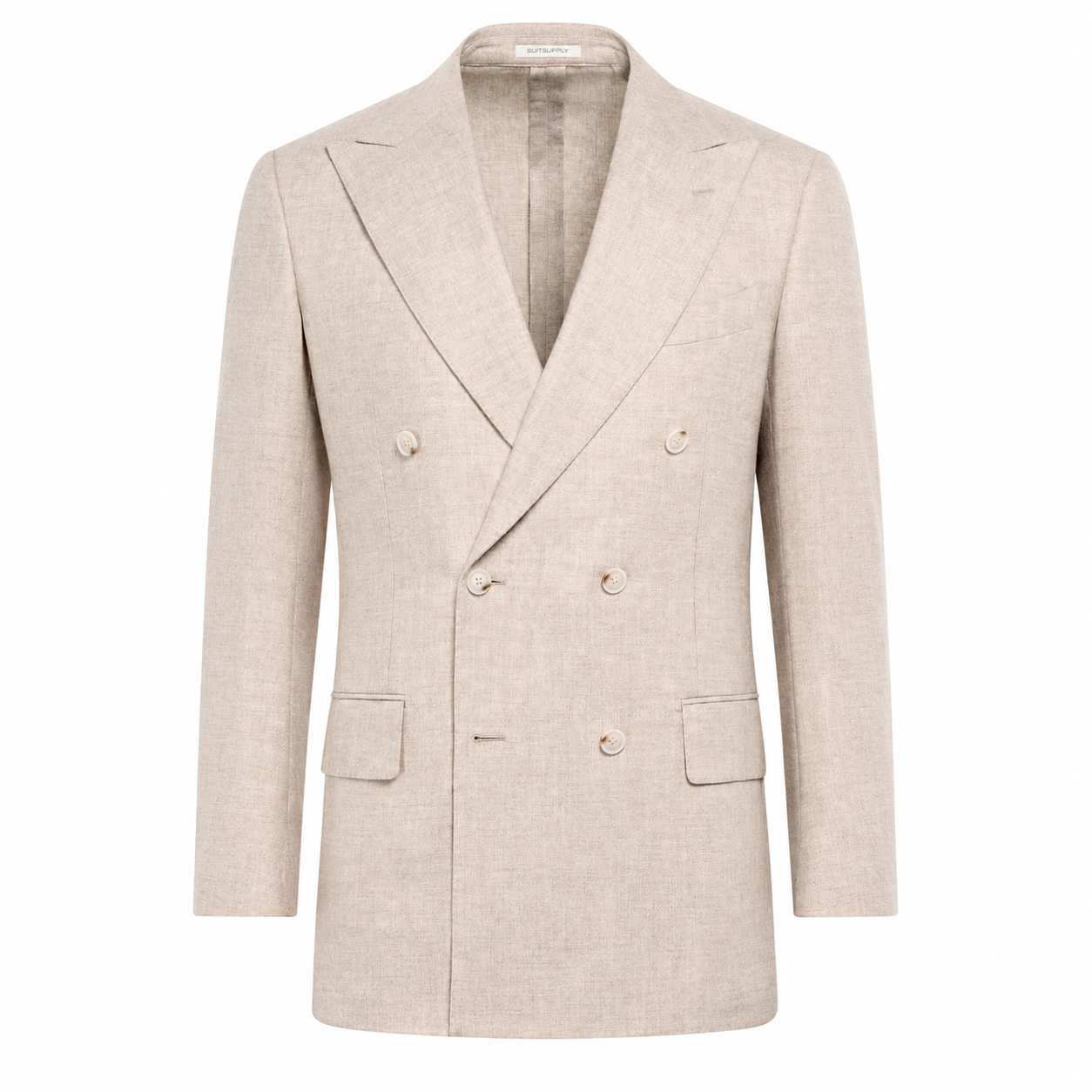 Suitsupply Milano Sand Wool & Cashmere E.Thomas Double-Breasted Suit jacket