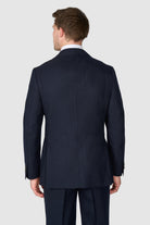 Elmhurst S112 navy herringbone wool suit with half-canvas construction