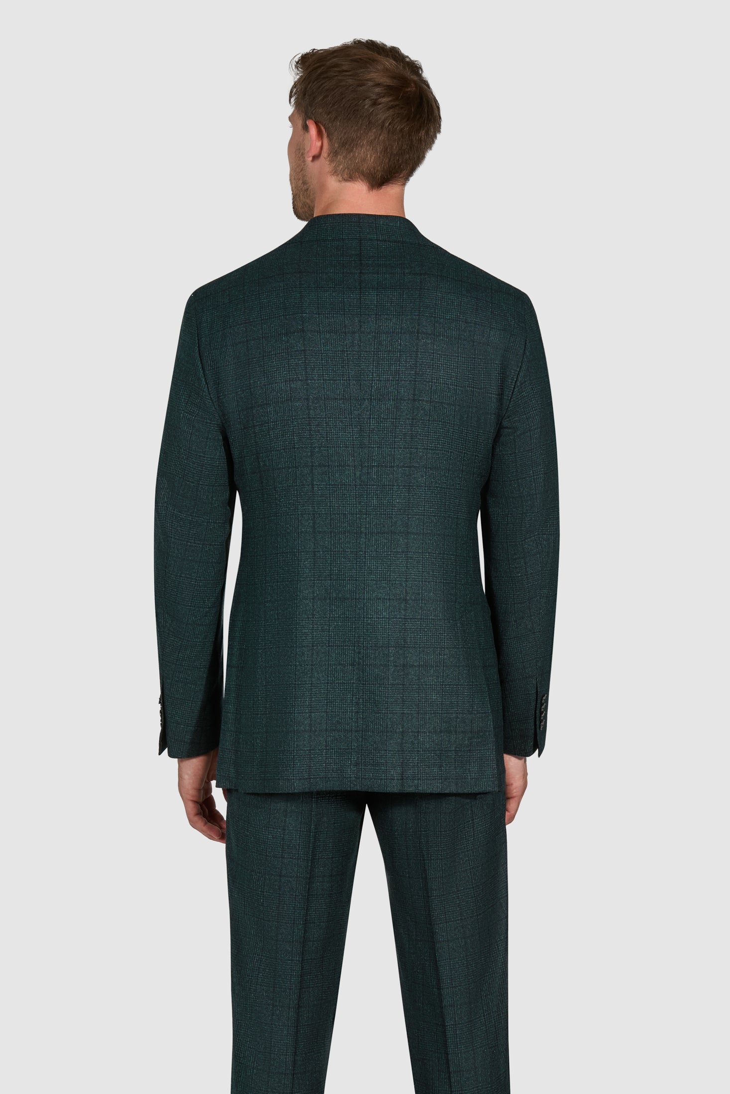 New SUITREVIEW Elmhurst Green Glencheck Pure Wool Super 120s