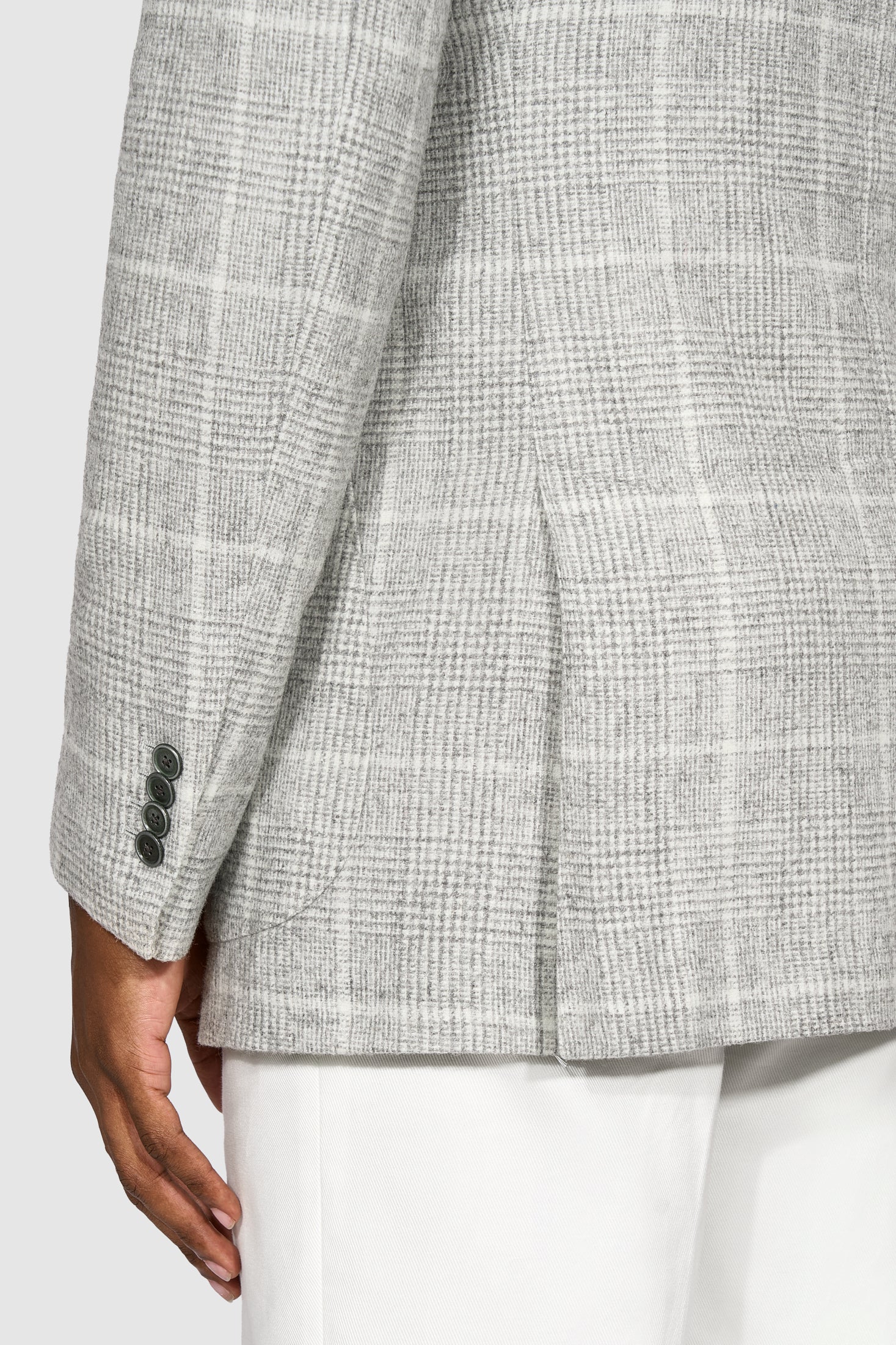 New SUITREVIEW Elmhurst Light Gray Windowpane Alpaca and
